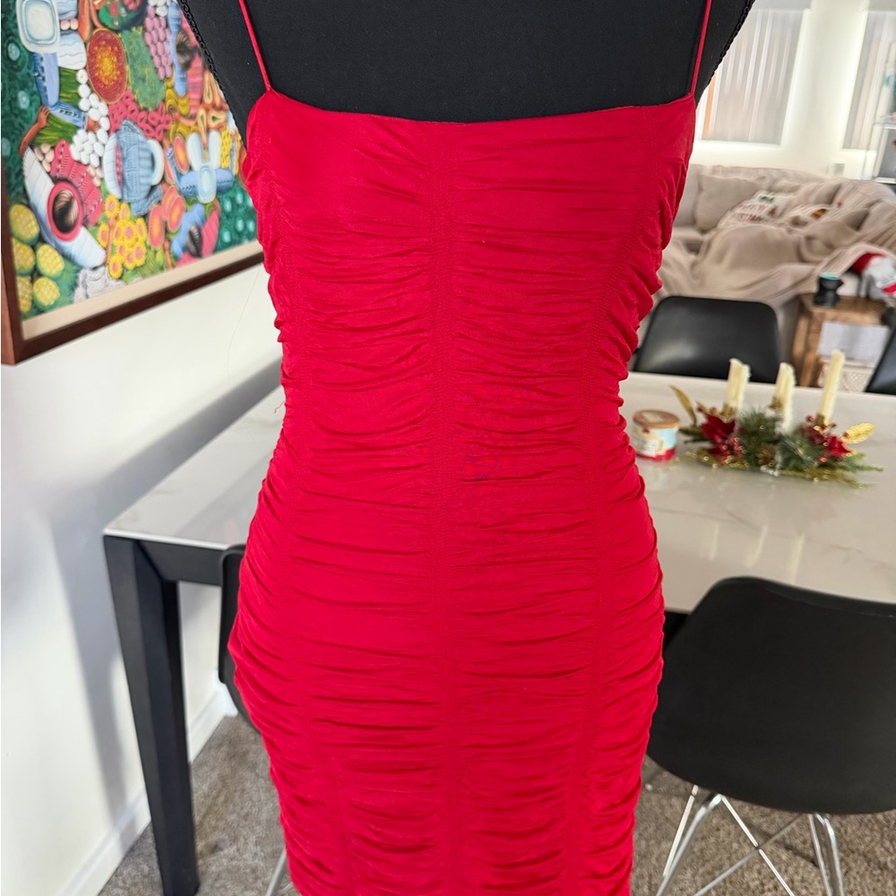 Elegant Red Ruched Dress